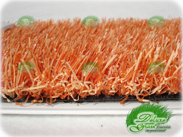 cesped artificial color naranja bicolor 2 tonos
